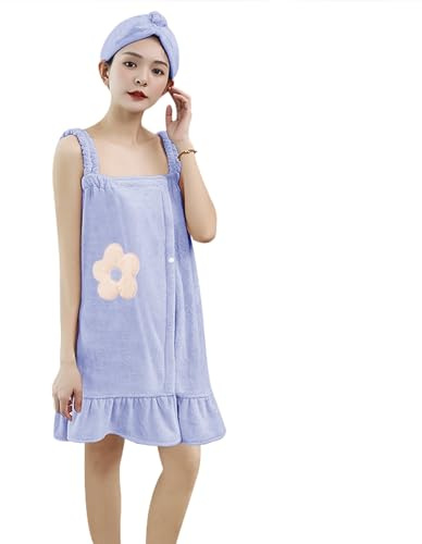 JIAHG Kilt da sauna da donna, regolabile, asciugamano da sauna, asciugamano da doccia, con bottoni a pressione, grande asciugatura rapida, asciugamano da sauna, asciugamano da bagno, accappatoio (set