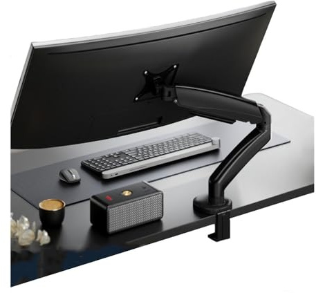 Monitor Stands Brazo de monitor de resorte mecánico ajustable para pantalla de hasta 32 pulgadas, 4,4 a 19,8 lb, soporte de escritorio para monitor único, con base de montaje de pinza y ojal (Black)