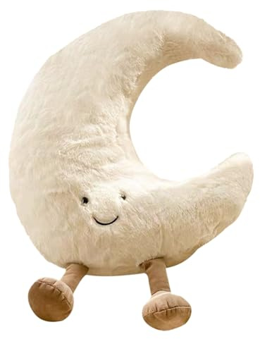 PORUPAEL 14in Sun Moon Plush Pillow Adorable Cuddle Plush Toy Soft Throw Pillows Plush Car Seat Cushion Squishy Toys for Cuddling Napping Room Decor (Moon)