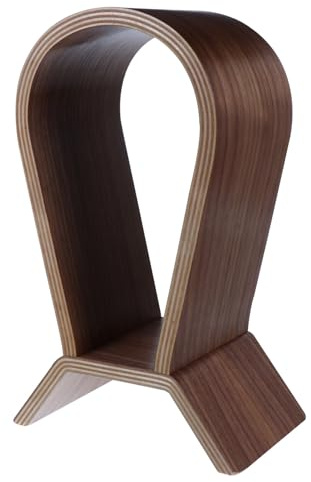 ELAYARD Natural Walnut Wood Headphone Stand Desk Rack Premium Wooden Headset Display Storage Holder for Home and Store Walnut Color Headset Organizer