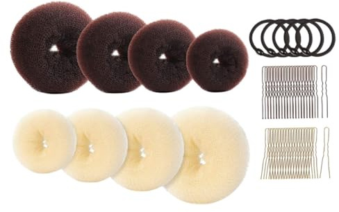 HEALEEP Donut Hair Bun Maker Haarkissen mit U förmigen Haarnadeln und Elastischen Haargummis Weiche Haarstyling hilfe für Damen und Mädchen Vielseitiges Frisuren accessoire für Sicheren