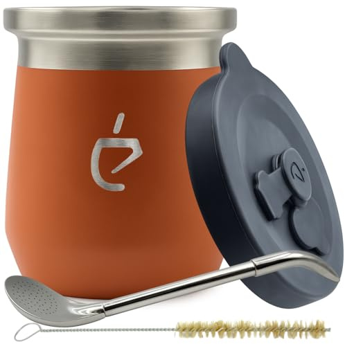 Coffret Yerba Maté Un Mate Thermolid DualFlow Pro Sakura Pink – Tasse Isotherme 230 ML, Bombilla Pro, Brosse, Couvercle Étanche (Rose)