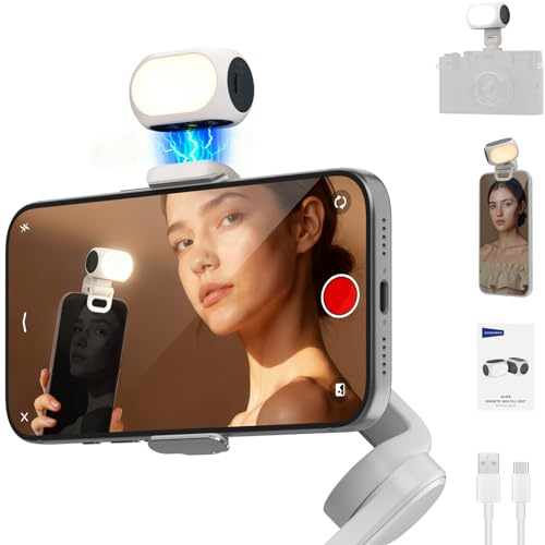 NEEWER BASICS Selfie Licht, magnetisches Handy Light mit Handyhalterung/Cold Shoe kompatibel mit DJI OSMO Mobile 7P 7 SE ZHIYUN Gimbal iPhone, CRI 90+ 800mAh, LED Kamera Licht für Videoaufnahmen NL40B