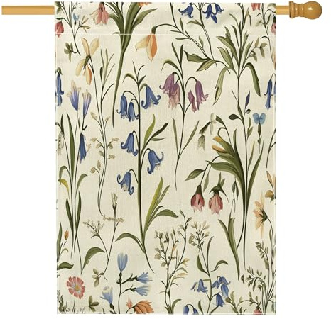 Drapeau de maison de fleurs jacinthes du printemps 71,1 x 101,6 cm double face pour décoration extérieure, fleurs sauvages vintage, drapeau pour la maison, motif esthétique pour l'extérieur