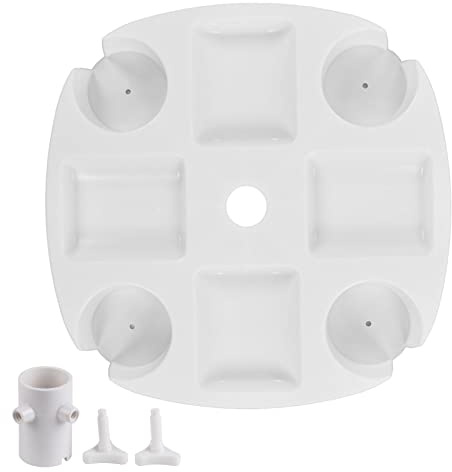 XTUJGJKV Bandeja Redonda Blanca para Mesa de sombrilla, Accesorio para sombrilla de Playa con 4 portavasos, Bandeja de plástico Duradera para sombrillas de Patio de Playa, Soporte