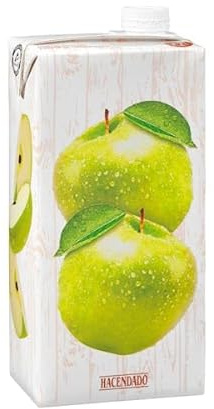 Hacendado Jus de Pomme, Lot de 6 Briques, 1L par Brique, Sans Sucres Ajoutés, Conservation Ambiante, Format Tetra Pak, Origine Espagne