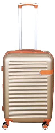UNIQUE HOME LIVING 24 Medium Suitcase, Expandable Travel Suitcase with 4 Dual Spinner Wheels, Hard Shell ABS Hand Luggage Travel Trolley Case with Lock, Lightweight, Durable, Champagne, 85L