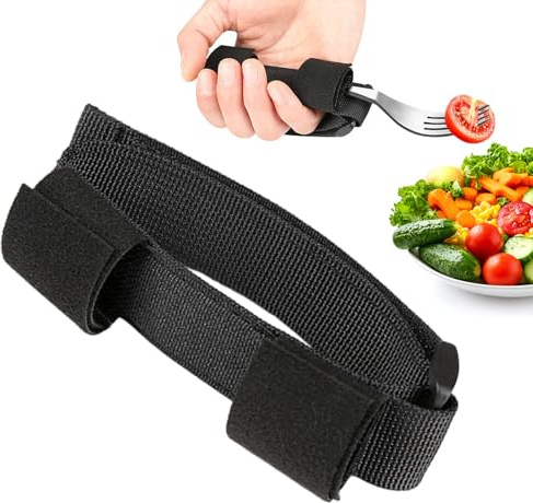Porte-outils universel pour poignets – Sangle anti-oscillation réglable 13 x 11,6 cm | Pour saisir fourchette et cuillère pour personnes âgées, faiblesse musculaire mobilité limitée pour manger
