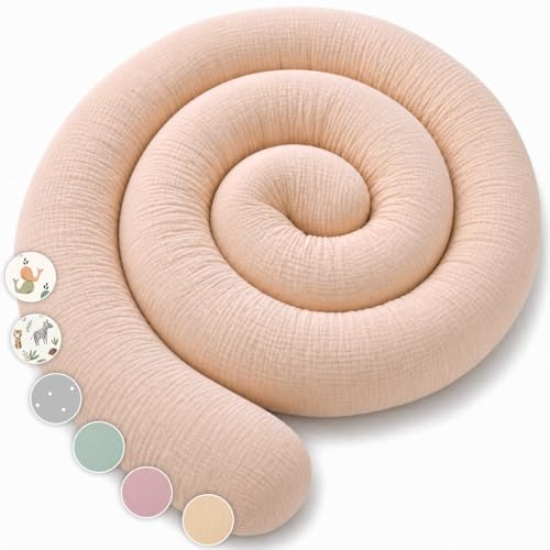 Lovely Hippo sidosovkudde av 100 % bomull – kroppskudde, lång kudde, sängrulle, nackrulle, kudde (sand, 300 cm)