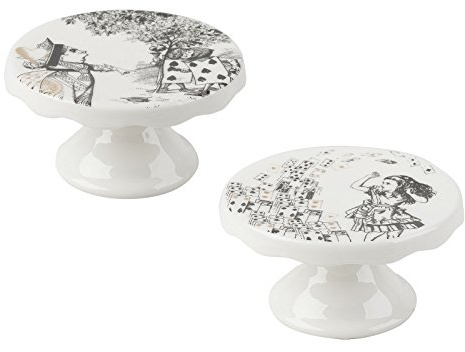 V&A Alice in Wonderland 2er-Set Mini-Kuchenständer, 10 x 10 x 5,3 cm (4 x 2 Zoll), Weiß