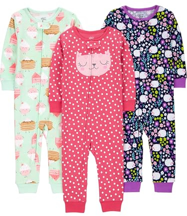 Simple Joys by Carter's Baby 3-pack Snug-fit Footless Cotton Pajamas, sweets/floral/kitty, 18 Months