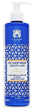 Valquer Mascarilla Capilar Glacial Zero para Cabello Liso. Hidratante, Nutritiva y Reparadora con Efecto Frío que Revitaliza y Proporciona Suavidad con Leche de Algodón y Extracto de Arándano. 275 ml