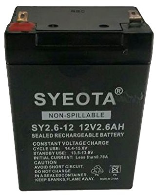 Batería de Plomo AGM Sellada 12V 2.6Ah Songyuan SY2.6-12 para Alarmas Balanzas y Juguetes Conector Faston 4,8mm