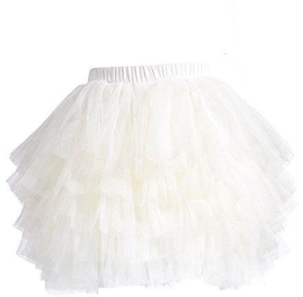elamccor Baby Girls' Tutu Skirt Toddler 6 Layered Tulle Tutus 1-8T White