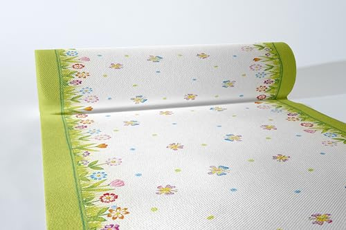 Mank GmbH Airlaid Tischläufer 40 cm x 24 m, Tischdecken Rolle stoffähnlich, praktische Einmal Tischdecke für Hochzeit oder Partys Frühling Sommer Insa Tisch Läufer