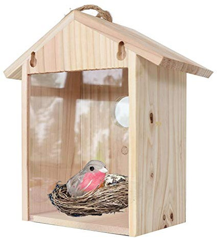 Envisioni Window Bird Feeder with Suction Cup, Bird Nesting Box Birdhouse, Modern Wooden House Decor for Birds