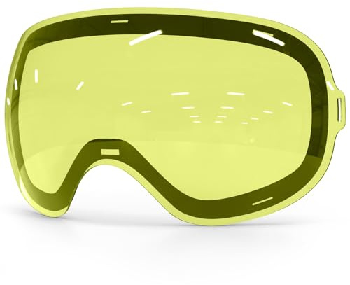 Findway Yellow Silver Magnetic Interchangeable Spherical Lens,Anti-fog 100% UV Protection, Anti-glare Goggles for Ski Goggles (Lens only)