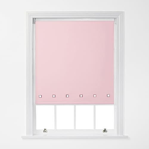 A.Unique Stylish Home Trimmable Square Eyelet Roller Window Blind in a Variety of Colours and Sizes - 3FT - Pink - 90cm (W) x 170cm (L) | 35.4 (W) x 66.9 (L)