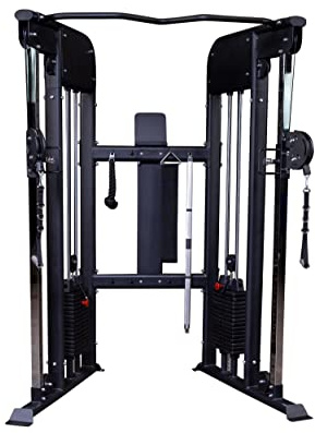 Body-Solid Functional Trainer - Dual 160lb Weight Stacks, Adjustable Swiveling Pulleys, Integrated Chinning Bar, Cable Workout Machine for Home Gym