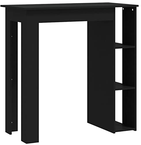 vidaXL Bartisch mit Regal Bartresen Stehtisch Tresentisch Bistrotisch Küchentisch Loungetisch Tisch Schwarz 102x50x103,5cm Holzwerkstoff