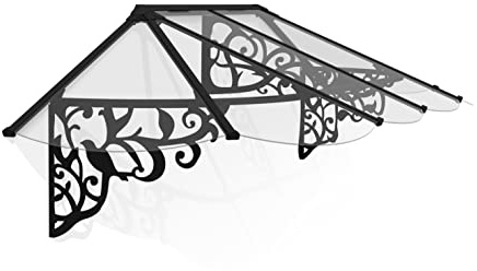 Canopia by Palram Vordach für Haustür Lily XL 2600 Pultvordach 267 x 88 cm Schwarz Sonnenschutz Haustürvordach inkl. Regenrinne