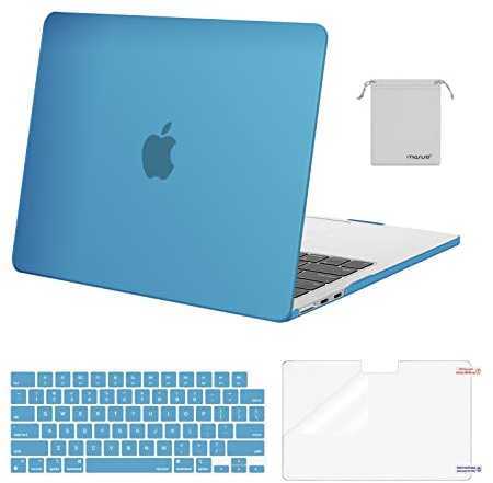 MOSISO Compatible with MacBook Air 13 inch Case M5 2026 M4 2025 M3 M2 2024-2022 A3449 A3240 A3113 A2681, Hard Shell&Keyboard Cover&Screen Film&Pouch for MacBook Air 13.6 inch Case, Aqua Blue