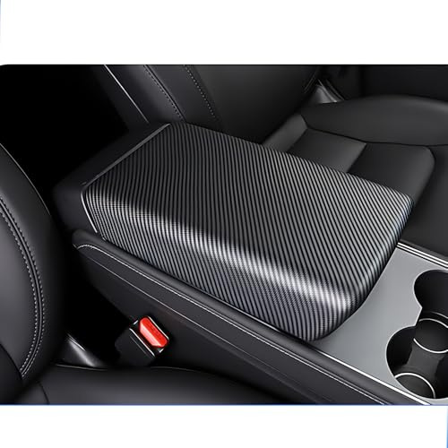 StarYtbl Center Control Armrest Cover for 2017-2023 Model 3 And 2020-2024 Model Y, Tesla Arm Rest Cover, Made of ABS Material With Carbon Fiber Texture, Not TPE Or Leather (Matte Carbon Fiber Pattern)