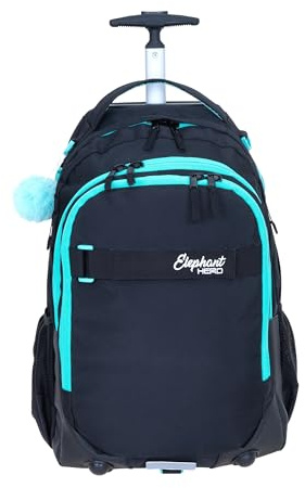 Elephant Schultrolley Rucksack Trolley Mädchen 13016 Tiff Türkis | Hero Signature Mädchen Kinder Schule Schulrucksack mit Rollen Räder Trolly Rucksacktrolley Trolleyrucksack