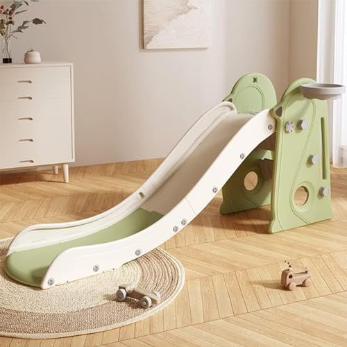 CHIIRAKU Kinder Rutsche & Kletterset mit Basketballkorb – Faltbar, rutschfeste Stufen, 175 cm, bis 60 kg Tragfähigkeit