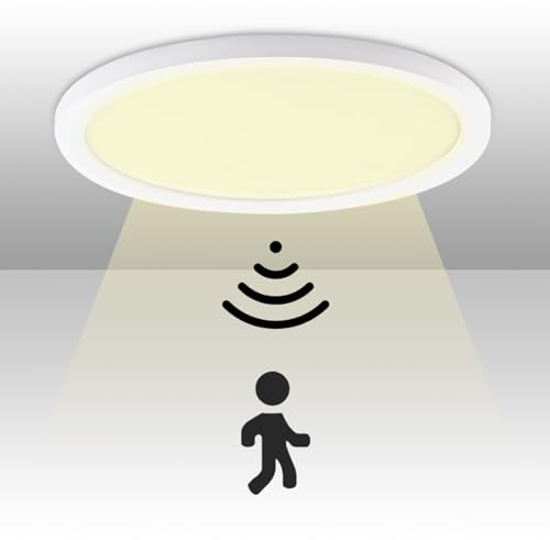 TOPBOS Plafoniera LED Soffitto con Sensore di Movimento, 20W 4000K Lampadario LED Soffitto con Sensore Radar, Lampada da soffitto per Bagno, Garage, Corridoi, Scale, Balcone Ø23CM-1pc