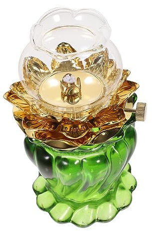 TiStm Lotusbutterlampe, Blumenlampen, Öllampenöl, Citronella-Lampe, Öl, Gheeöl, Kerosin, Brennstoff, Glas, Kerosinöllampe, Vintage-Lotuslampe, Lotusblüten-Lampenfassung, Legierung, Kristall-Buddha-Lam
