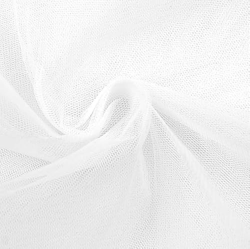 STOFFKONTOR Tüll Stoff Breite 300cm - Öko-Tex Standard 100 - Meterware, Farbe Weiss - zum Nähen von Bekleidung und Dekorationen