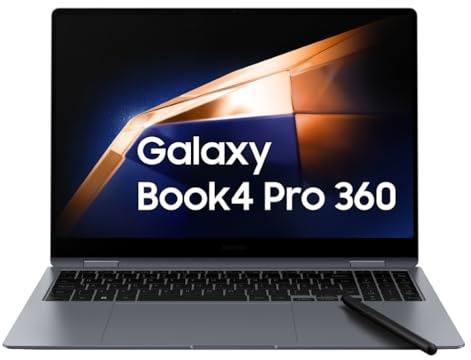 Samsung Galaxy Book4 Pro 360, Intel® Core™ Ultra 7 Processor, 16GB RAM, 512GB, Laptop 16 Dynamic AMOLED 2X touch, S Pen, Windows 11 Home, Moonstone Gray [Versione Italiana]