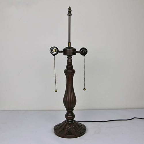 BOTOWI Tiffany Style Tischlampensockel Ersatz, nur für 16 Zoll Tiffany Style Buntglaslampenschirme, Vintage Resin Sockel Bronze Finish Mast Höhe 22 Zoll