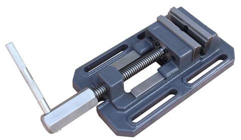 GEMTO Bohrmaschinen-Schraubstock 200mm, schraubstock groß, flacher Maschinen-Schraubstock für Metallfräsen mit Prismenbacke, TSL-200