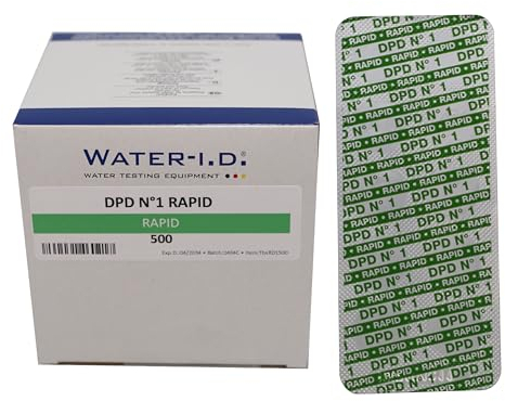 HAF® 500 compresse di prova DPD No1 Rapid per tester sfusi. Determinazione chimica precisa del valore del cloro libero e del bromo. Qualità: Made in Germany. Quantità: 50 blister da 10 compresse