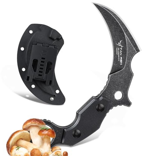 TAN RAN Jagdmesser Feststehende Klinge, Outdoor Messer Survival mit Kydex Scheide, Gürtelmesser D2 Stahl Pilzmesser für Picnic & BBQ Ideal Geschenk für Männer