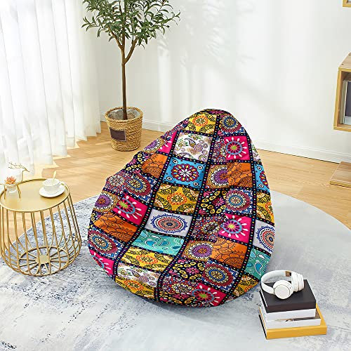 DOTBUY-SHOP Sitzsack Bezug (Ohne Füllstoff), Comfort Sitzsack Kinder Erwachsene, Waschbar Bean Bag Paisley-Muster Sitzsäcke, Gaming Bean Bag Chair für Indoor Outdoor (XL,Mandala 1)