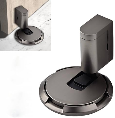 Magnetischer Türstopper Boden, Ohne Bohren Höhenverstellbarer Zinklegierung Schwer Türhalter, Türpuffer Door Stopper für Zuhause und Büro (Grau)