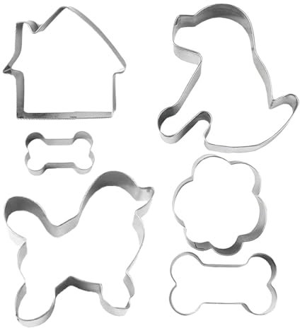 Ausstechformen – Ausstechformen aus Edelstahl, 6 Stück, Ausstechformen in Hundeform, Prägeformen, niedliche Ausstechformen, Set für Kekse, Gelee, Süßigkeiten