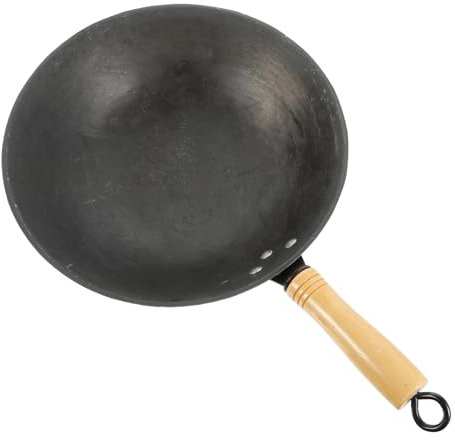 Cabilock Poêle à Frire Wok Robuste Avec Fond Rond Accessoires De Cuisine Pratiques Ustensiles Compatibles Cuisinière à Gaz Et Électrique Pour Usage Quotidien