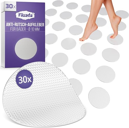 Filzada® 30x Anti Rutsch Badewanne Ø 10cm Transparent - Antirutsch Pads | Anti Rutsch Pads selbstklebend - Dusche Aufkleber sicherer Stand auf Fliesen - hygienischer als Duschmatte - unauffällig