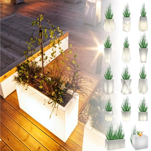 Generisch DEKOPOT Leuchtender Blumentopf Groß | Pflanzkübel geeignet für Haus, Büro, Garten, Patio, Hotel, Restaurant, Balkon und Terrasse, gemütliche Innenlampe, moderner Gartentopf (Lungo)