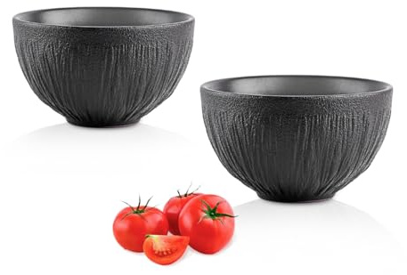 Wilmax - Ciotola in porcellana - 1000 ml - set da 2 - Insalatiera - Ciotola nera per snack, insalate, frutta cereali - Elegante e resistente ai graffi - Ideale come regalo