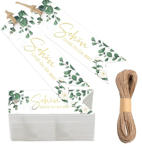 ZABARE 100 Stück Schön Das Du Da Bist Anhänger - Geschenkanhänger Hochzeit Kraftpapier - Anhänger Hochzeit für Kleine Gastgeschenke zur Hochzeit, Weihnachten, Kommunion, Konfirmation