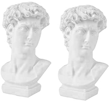 HOMSFOU 2 Stück David Statue Nachtlicht Schlafzimmer Bedroom fensterbrett Desk Lamps Night Stand lamp Table Light Table Lamps Decor Lampe Lichter Bett Tisch Bücherregal- Plastik Weiß