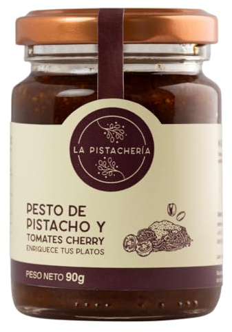 Pesto De Pistacho Y Tomates Cherry Gourmet Salsa Artesanal Para Pasta Y Recetas Mediterráneas Sabor Intenso Listo Para Usar Natural Sin Conservantes (90 gr)