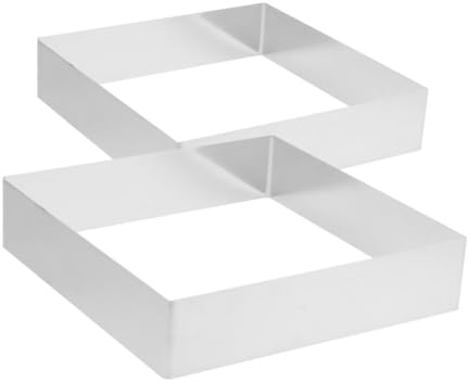 OUNONA 2 Pièces Cercle De Mousse Planches à Gâteaux Rectangulaires En Mousse Moule a Gateau Moule à Dessert Pour Gâteau Aux Biscuits Anneaux De Cuisson Acier Inoxydable Silver