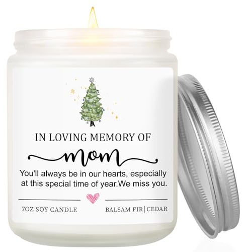 Christmas Sympathy Gifts, Christmas in Heaven Candles Decorations - Balsam Fir & Cedar Scented, Holiday Winter Xmas Candles Memorial Gifts for Loss of Mother Remembrance Gift