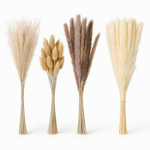 Relaxdays Pampas Seca, 144, 41 cm, decoración Boho, Ramo de Flores secas, Colorido, Fibra Vegetal, 144-delige Set